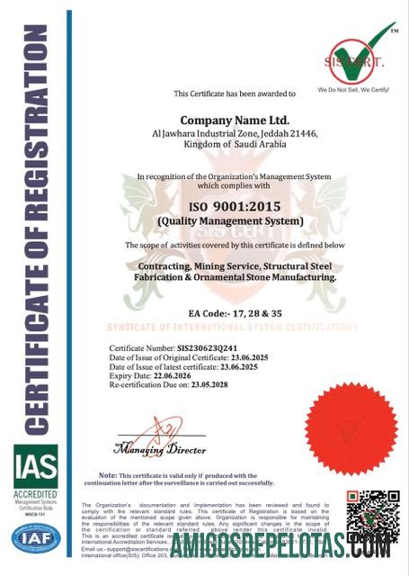 Certificado de registro da Arábia Saudita para impressão, modelo Word e PDF